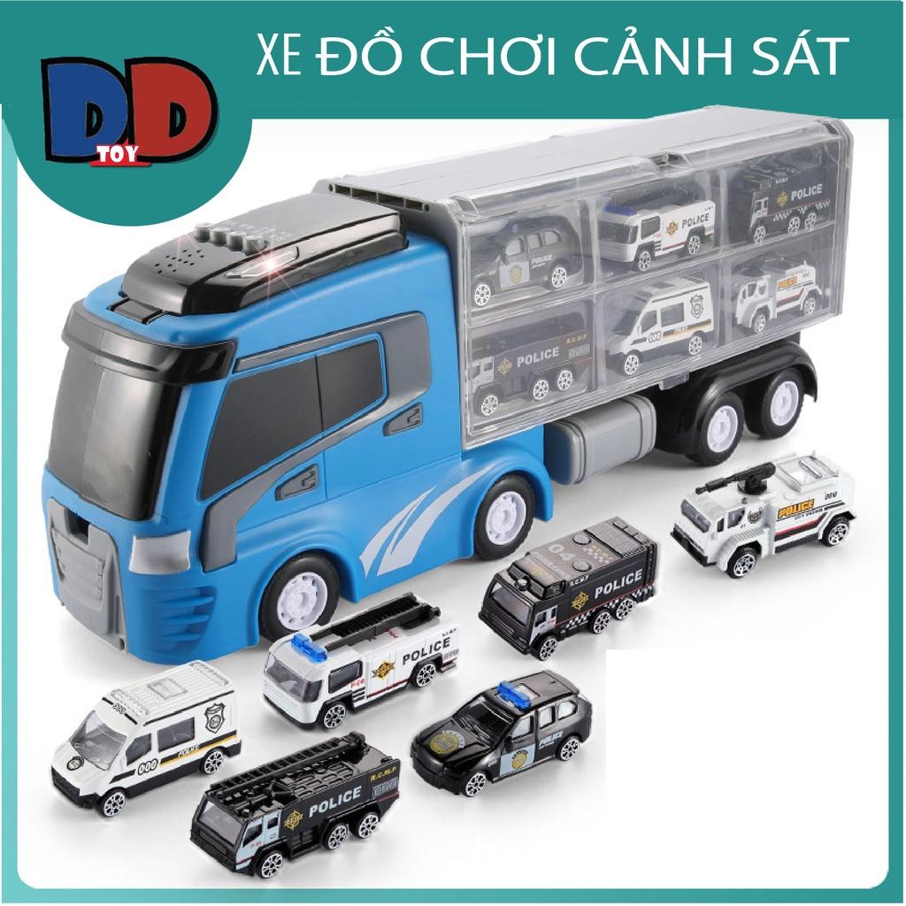 Đồ chơi xe oto cảnh sát cứu hỏa lính đặc công cho bé kèm theo 6 xe nhỏ có nhạc hàng có sẵn