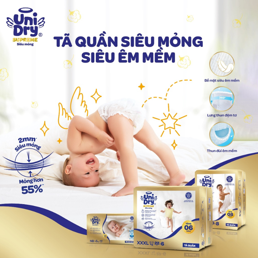 [Mẫu mới] Combo 2 Tã quần Unidry G3X Supreme siêu mỏng size L - 68+8 miếng