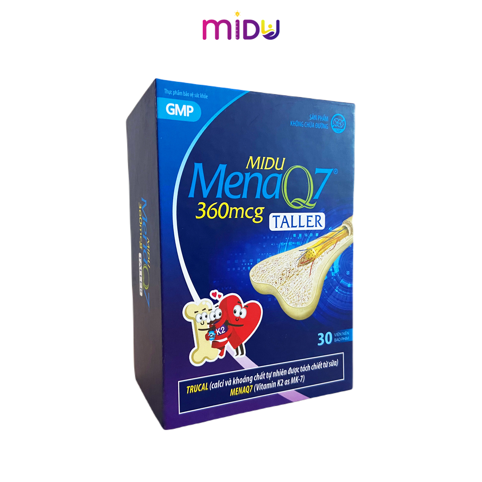 Midu MenaQ7 360mcg hỗ trợ chắc khỏe xương và phát triển chiều cao cho trẻ.