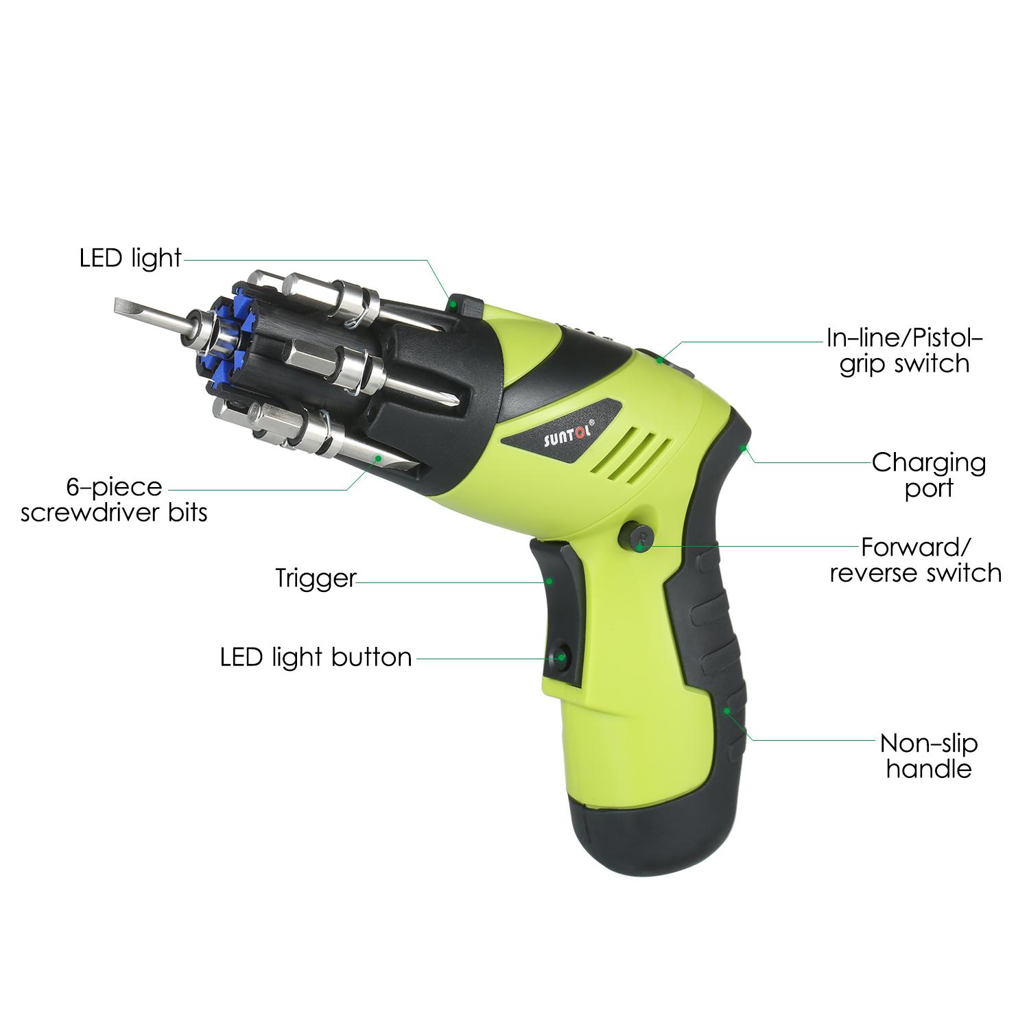 48-Piece 3.6V Rechargeable Cordless Screwdriver Kit 1/4 Inch Drive 6N.m Power Screwdriver Set with Extension Screwdriver