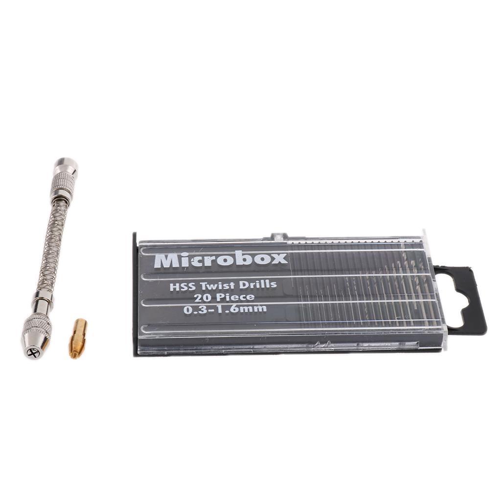 Semi-automatic Hand Drill Suit Hobby Craft Jewelry Wood w/ 20 Mini Twist Drill