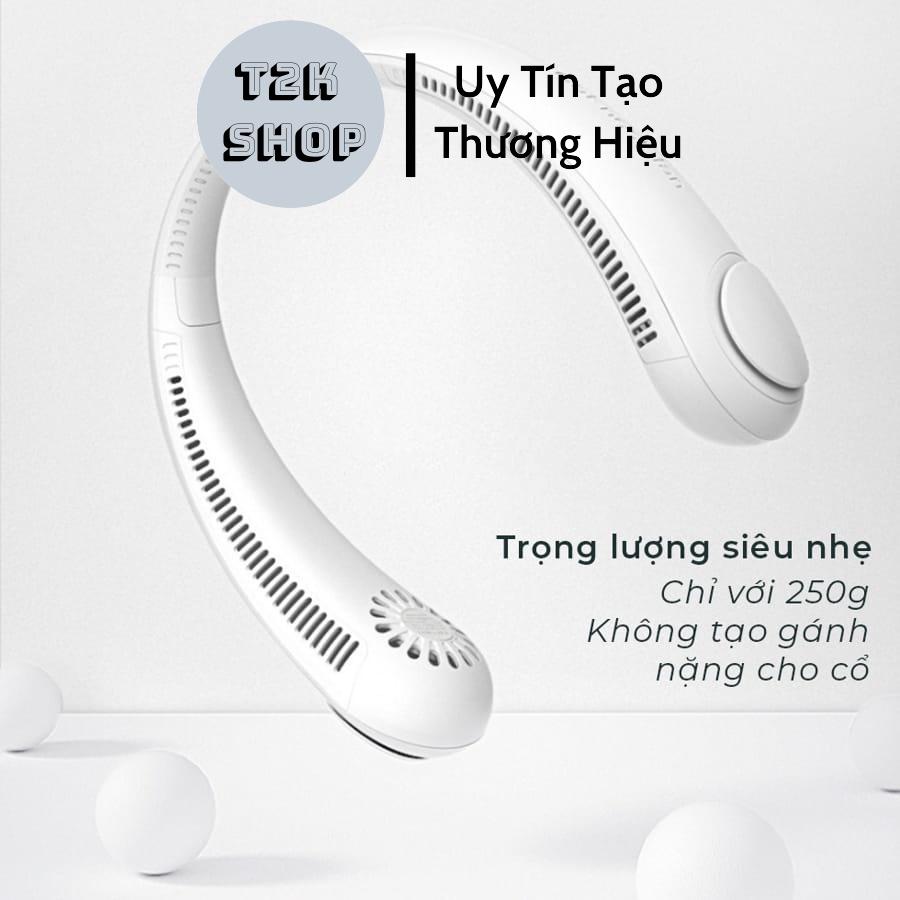 Quạt Mini Đeo Cổ Tích Điện Không Cánh Tiện Lợi 3 Tốc Độ Thổi Mạnh 360 Độ Kiểu Dáng Thể Thao - T2K Shop