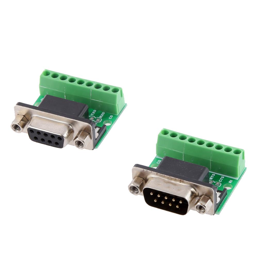 9Pin DB9 Solderlessterminal Nữ/Nam RS232 RS485 Kết Nối Adapter