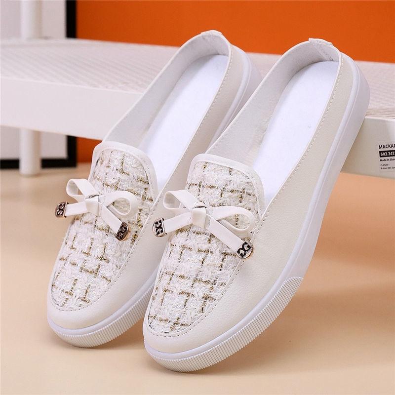 Giày Lười Vải Canvas Hở Ngón Thời Trang Mới Cho Nữ