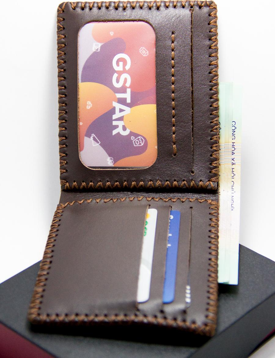 Ví Da Bò Cao Cấp Nam Dòng Sản Phẩm Handmade Màu nâu nguyên bản BA0006