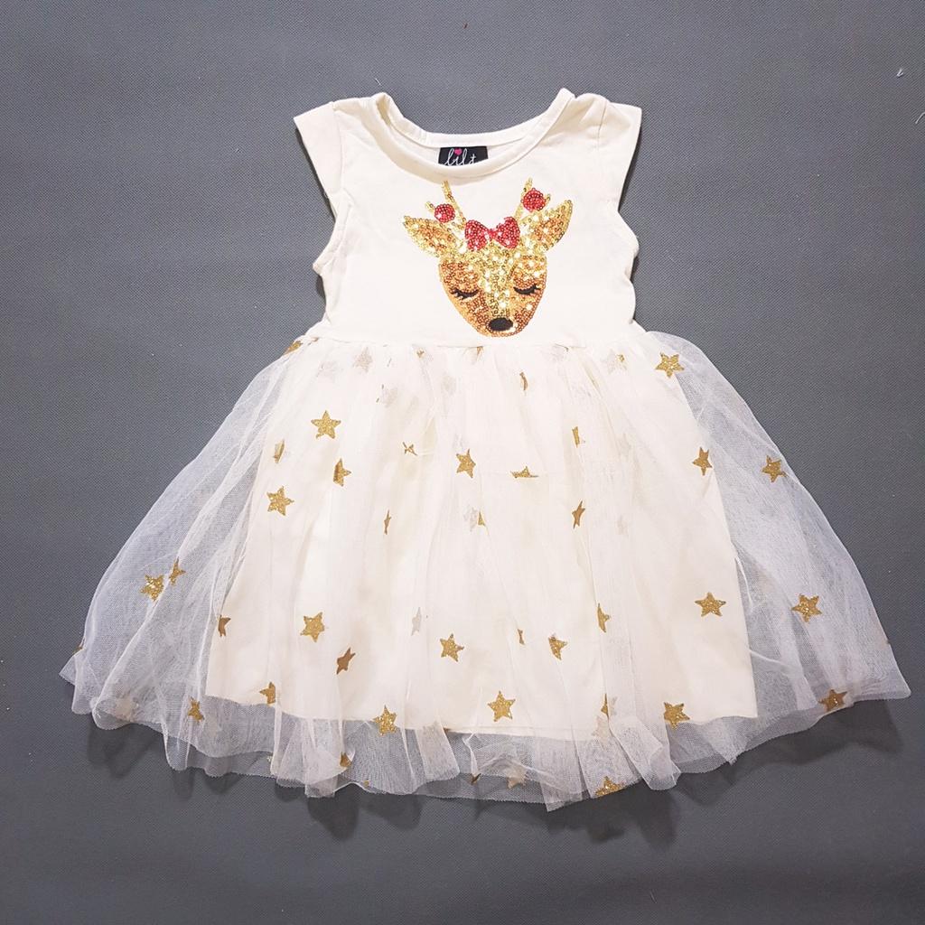 Đầm thun chân voan đính kim sa ngựa unicorn, mèo kitty, tiên cá...dễ thương bé gái