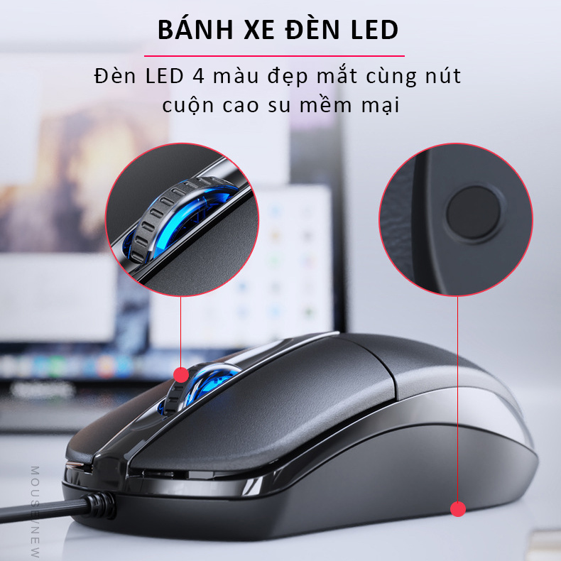 Chuột máy tính có dây văn phòng gaming SIDOTECH P20 giá rẻ thiết kế Silent tắt tiếng click lạch cạch, chống ồn ban đêm, có độ nhạy DPI 1200 phù hợp chơi game thiết kế lập trình làm việc trên laptop pc - Hàng Chính Hãng