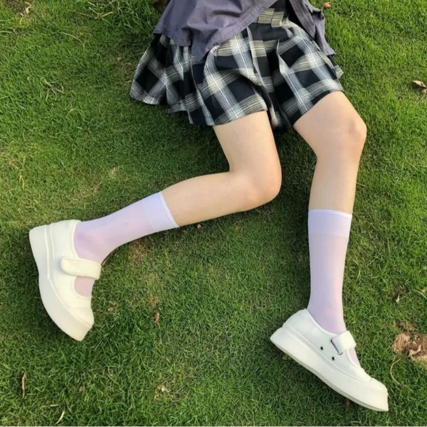Tất, vớ mỏng ngang bắp, dưới gối, ngang đùi (30cm-42cm-52cm) thoáng mát dành cho mùa hè, thu cosplay Gợi Cảm Cho Nữ Có ảnh thật women - 42cm (dưới gối)