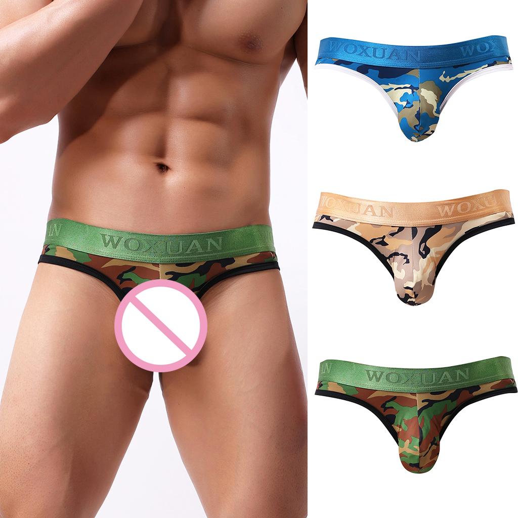 Men Camo G String Thong Camouflage Pouch Underwear Bikini S-XL