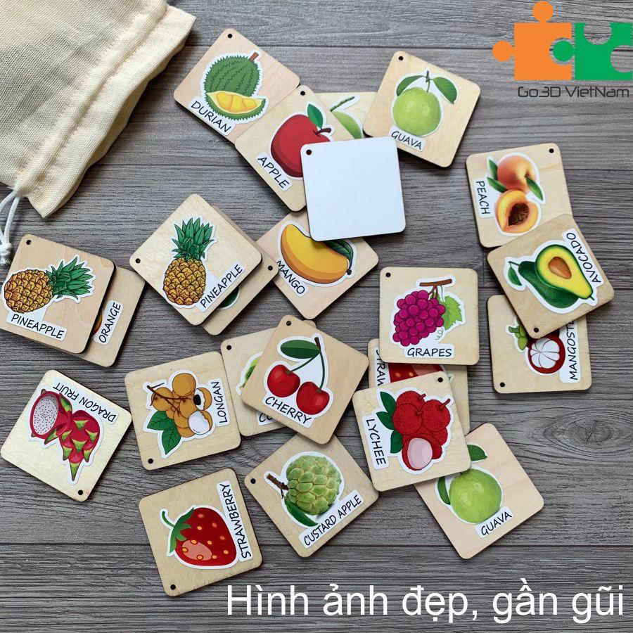 Trò chơi Tìm cặp hình giống nhau - Memory Games bằng gỗ nhiều chủ đề hỗ trợ học Tiếng Anh