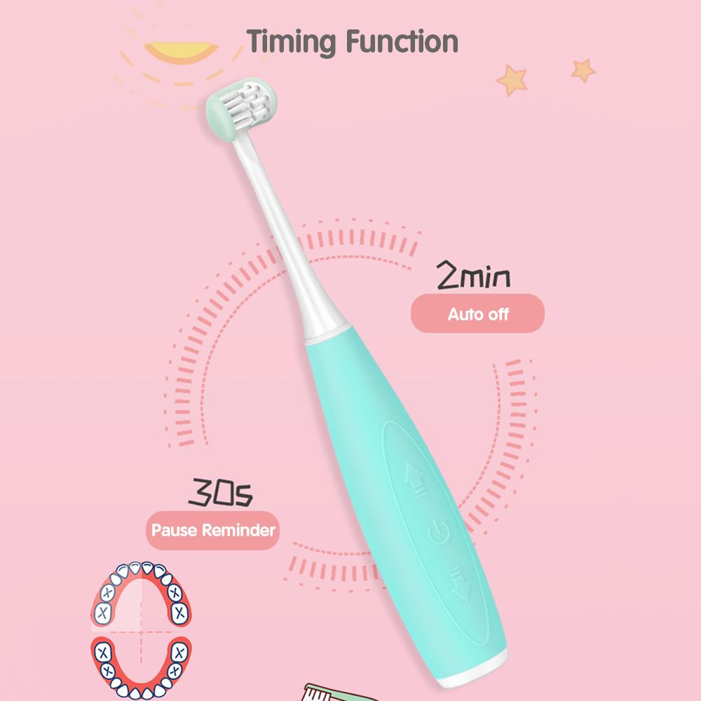 Bàn chải đánh răng điện cho trẻ em với bàn chải mềm 3d 3 chế độ đánh răng 2 phút hẹn giờ có thể sạc lại