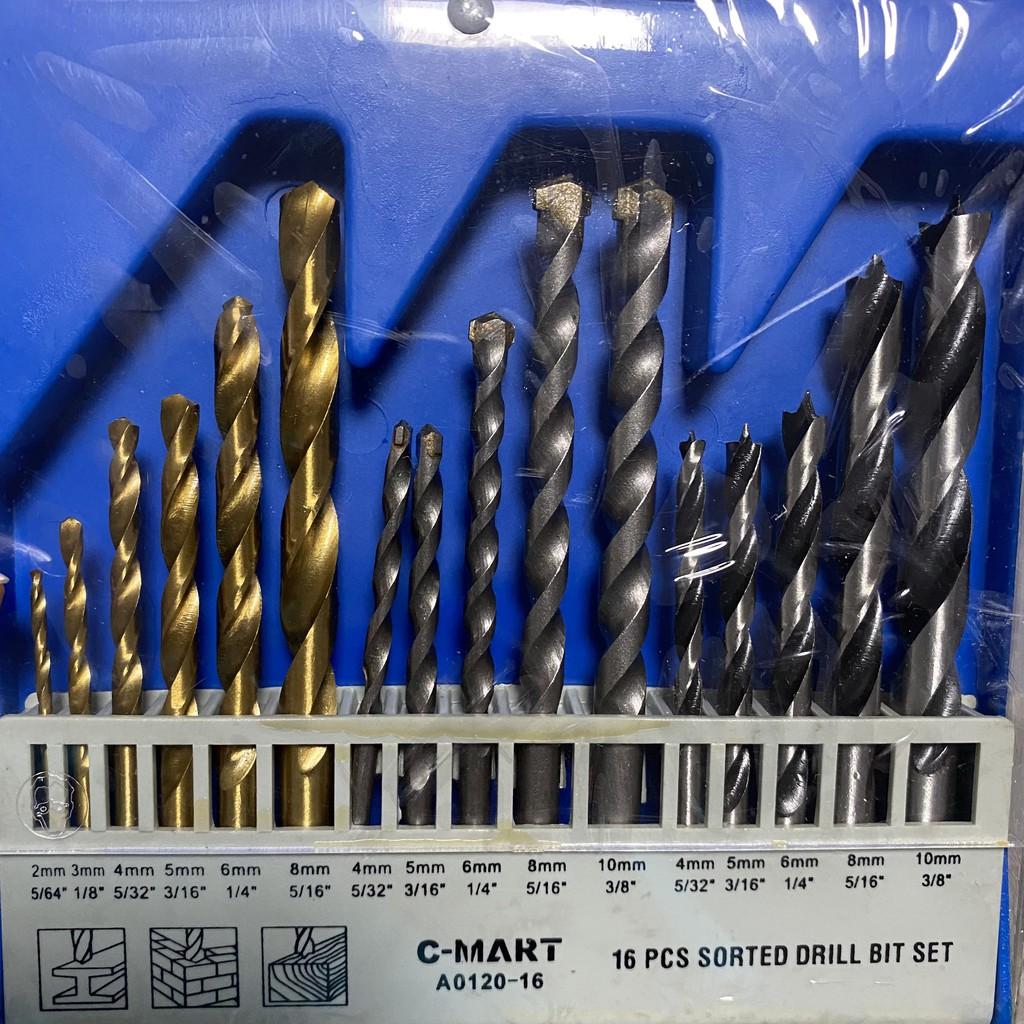 Bộ mũi khoan tổng hợp C-MART A0120-16 16 chi tiết