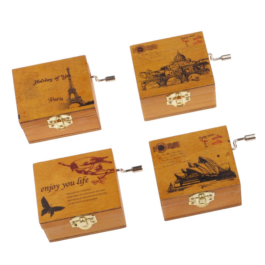 Scenery Wooden Hand-cranked Music Box Clockwork Music Box Castle in the Sky