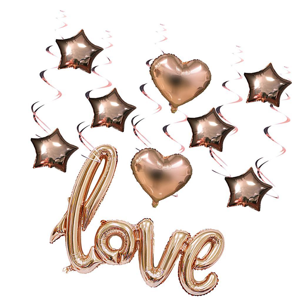 Pack of 15 Love Heart Foil Balloon Star Balloon Mylar Balloons Party Supply