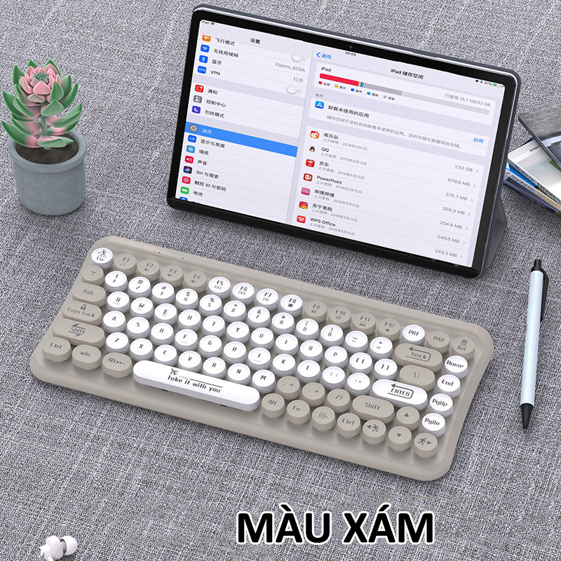 Bàn phím mini 85 phím LANGTU L7 kết nối bằng BLUETOOTH và chip USB tiện lợi thiết kế nút tròn hiện - Hàng Chính Hãng