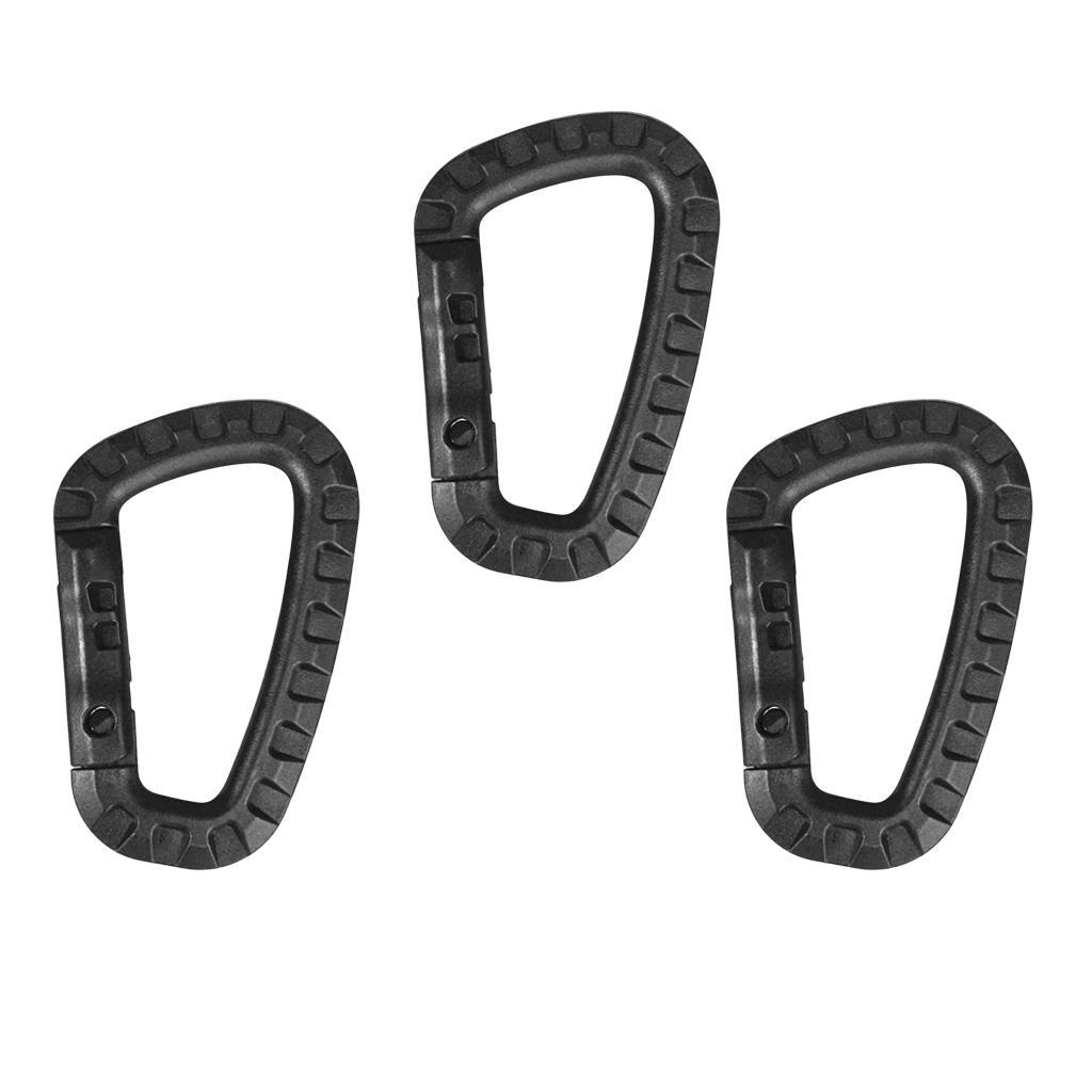 4x3 Pieces Carabiner Clip Keychain Outdoor Backpack Snap Hook Black