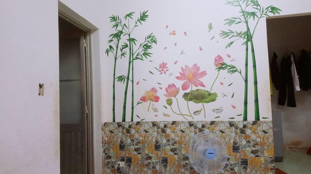 DECAL DÁN TƯỜNG BỤI TRÚC TO VÀ SEN LOTUS - HP430