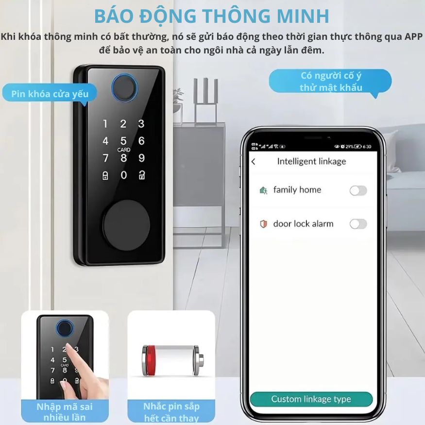 Khóa Cửa Thông Minh Kachi MK44 – Mở Khóa App Tuya + Vân tay + Chìa khóa + Thẻ từ + Mã số - hàng chính hãng