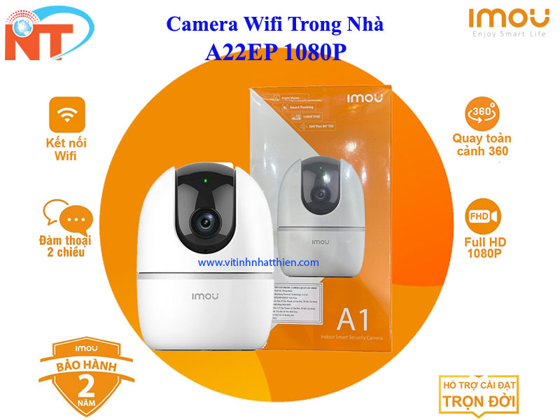 Camera IP Wifi IMOU IPC A22EP chuẩn 1080P Xoay 360 độ -  hàng chính hãng