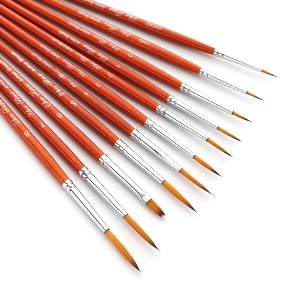 11 cái Vẽ Bộ Cọ Sơn Bộ Cọ Vẽ Nghệ Sĩ Nylon Tóc Tròn Tròn Bút Chi Tiết Bàn Chải Sơn cho Nghệ Sĩ Acrylic