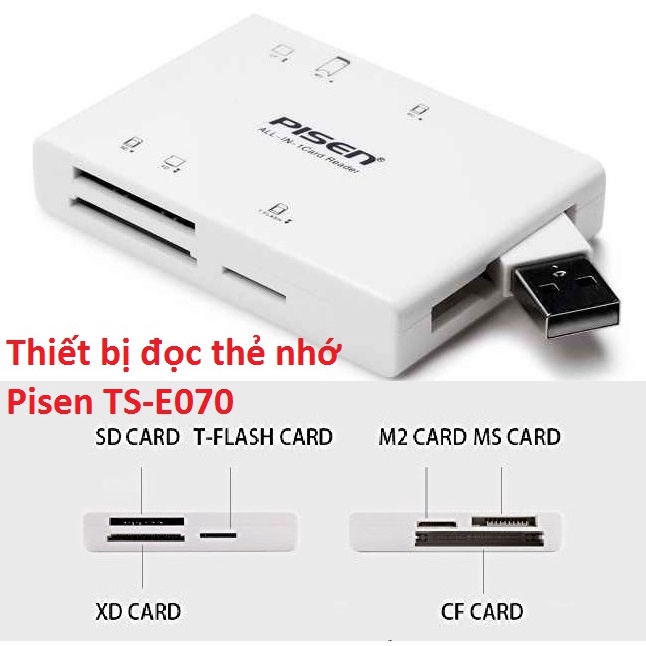 Thiêt bị đọc thẻ nhớ USB2.0 Pisen TS-E070 _ Hàng chính hãng