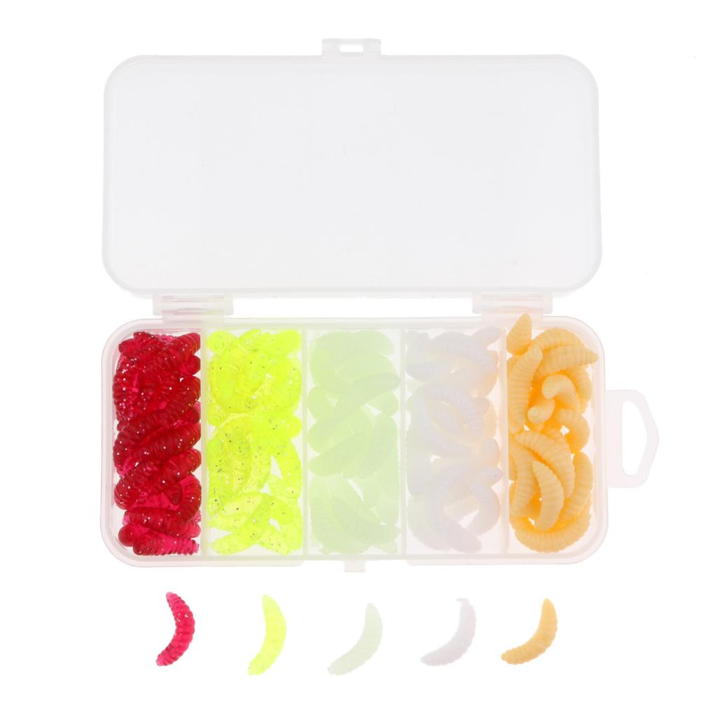 125Pcs Maggot Grub Worm Fishing Lures Bionic Grub Shape Baits for Carp
