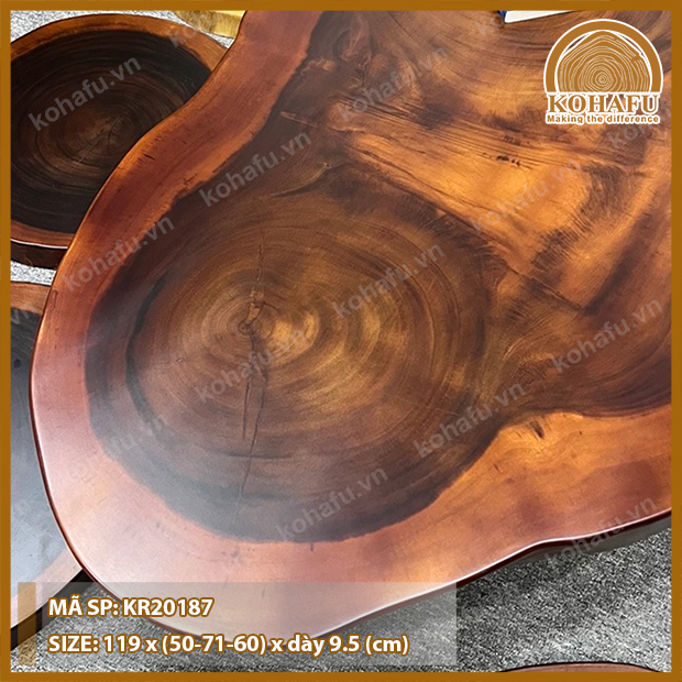 MẶT BÀN SOFA OVAL GỖ NGUYÊN TẤM CỰC CHẤT - KR20187
