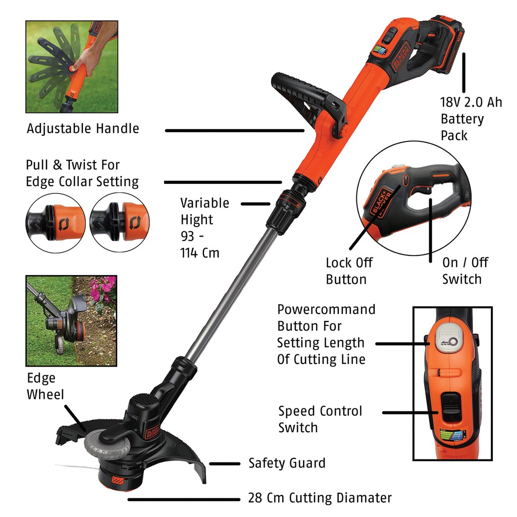 Máy cắt cỏ dùng pin Black&amp;Decker STC1820EPCF