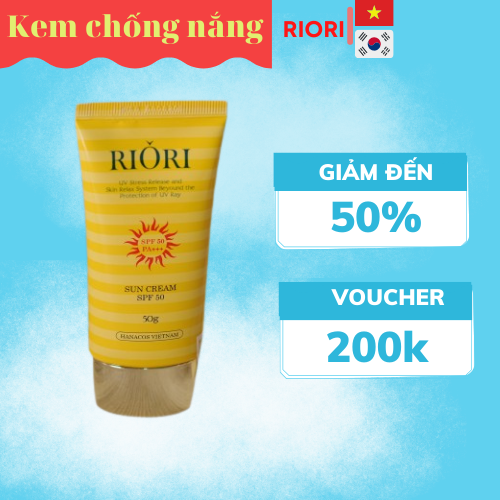 (Tặng mặt nạ) KEM CHỐNG NẮNG RIORI SUN CREAM SPF50 chống nắng, chống nước giúp da luôn mềm mịn và được bảo vệ