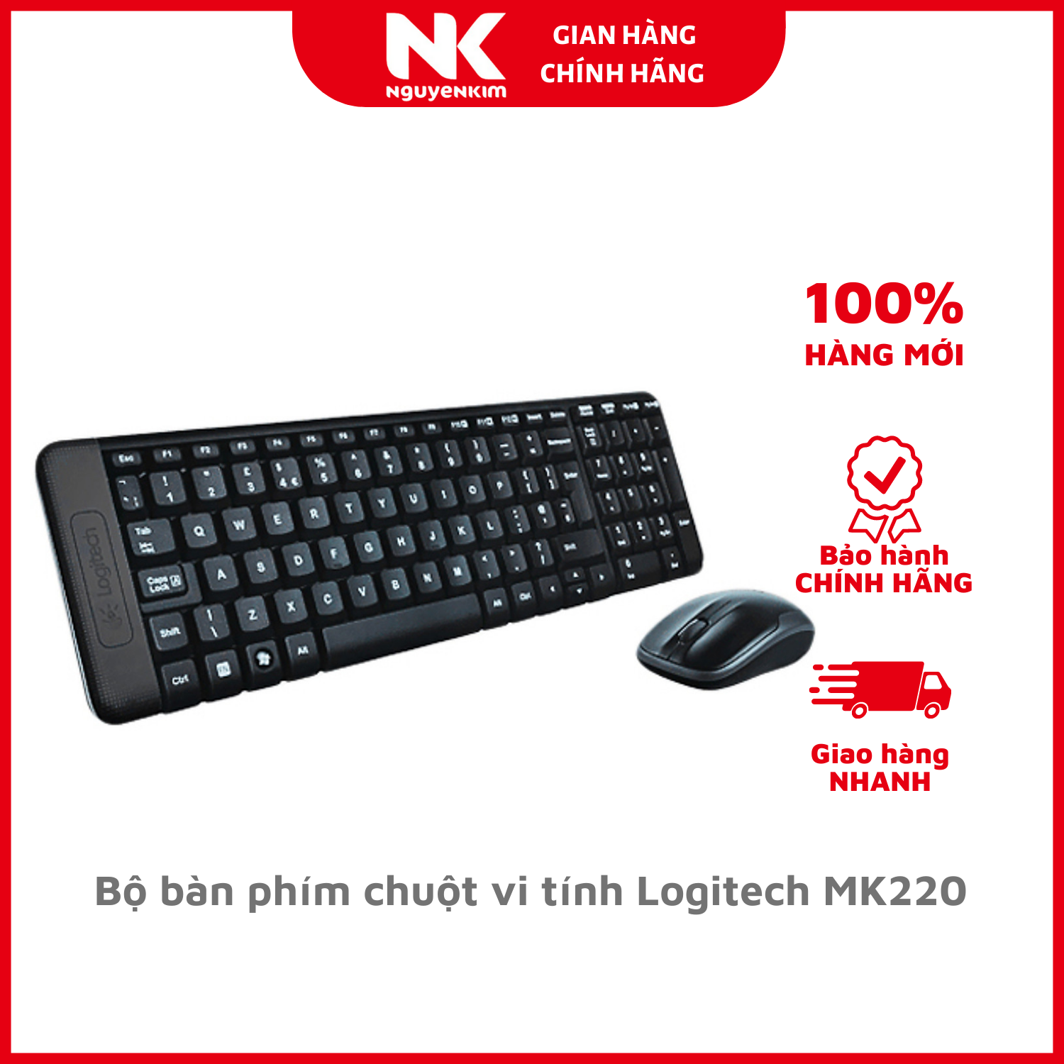 Bộ bàn phím chuột vi tính Logitech MK220 - Hàng Chính Hãng