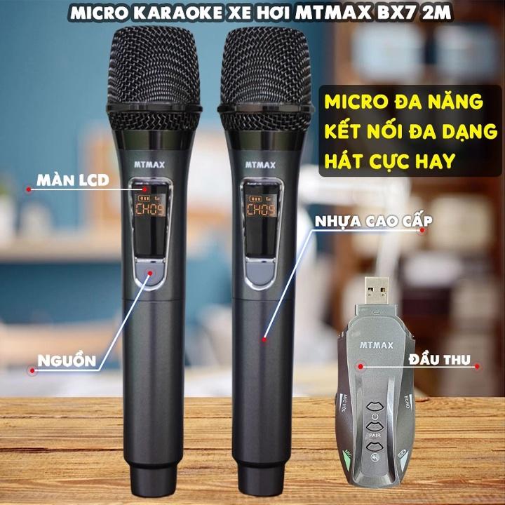 BỘ 2 MICRO không dây đa năng BX7 2M, Micro không dây hát karaoke gia đình cực hay - Phiên bản mới đa năng cao cấp