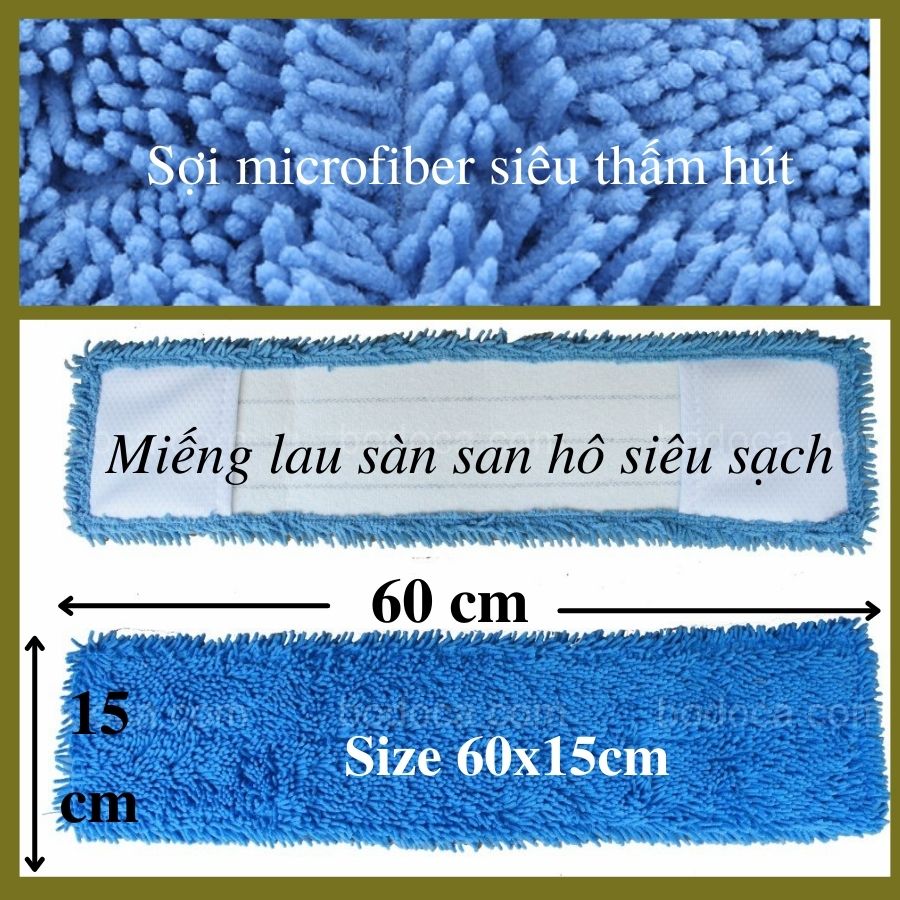 Bông lau san hô 60cm bông lau nhà công nghiêp thay thế cây lau san hô sợi microfiber siêu sạch siêu thấm hút