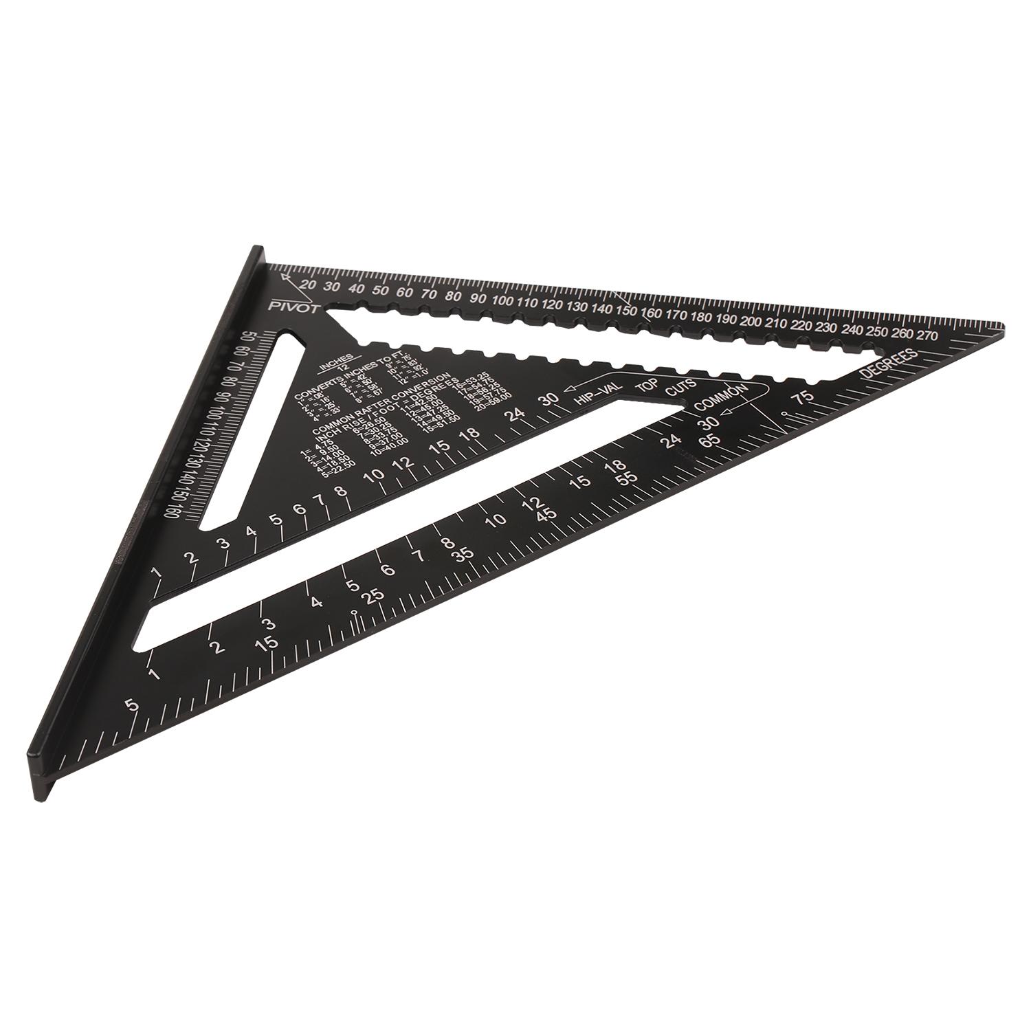12 Inch Rafter Square Aluminum Alloy Metric Triangle Ruler Double Scale Triangle Protractor Layout Gauge High Precision