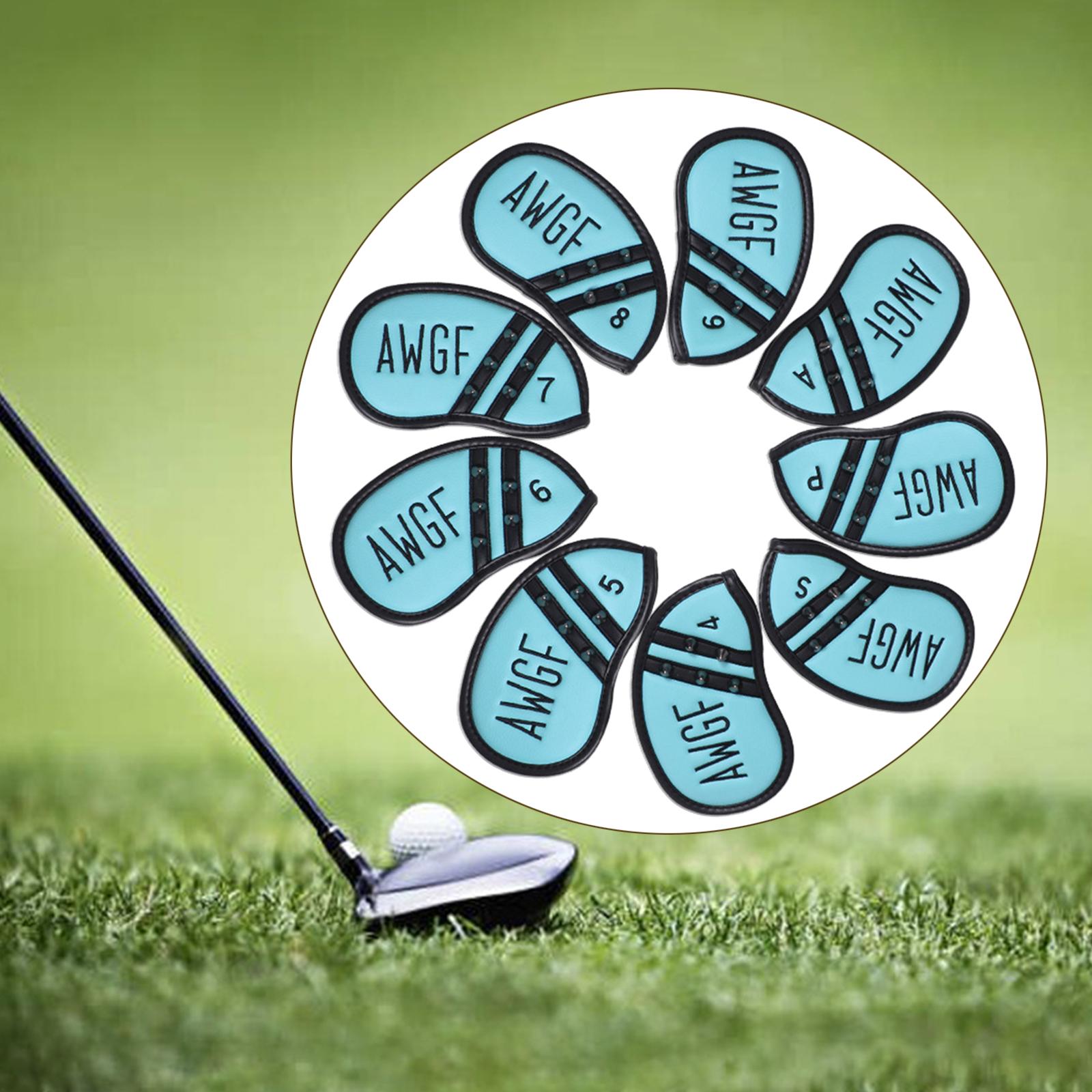 9 Pieces Club Head Covers Waterproof Leather 4-9,P,S,A Golf Iron Headcover White