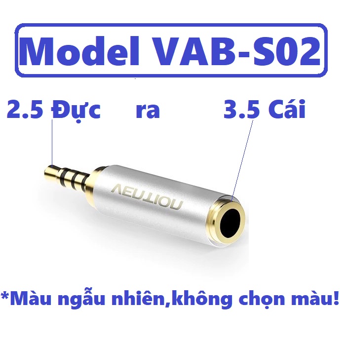 3.5mm Adapter Đầu chuyển Audio 2.5 male ra 3.5 female Vention VAB-S02 / BFB màu ngẫu nhiên _ Hàng chính hãng