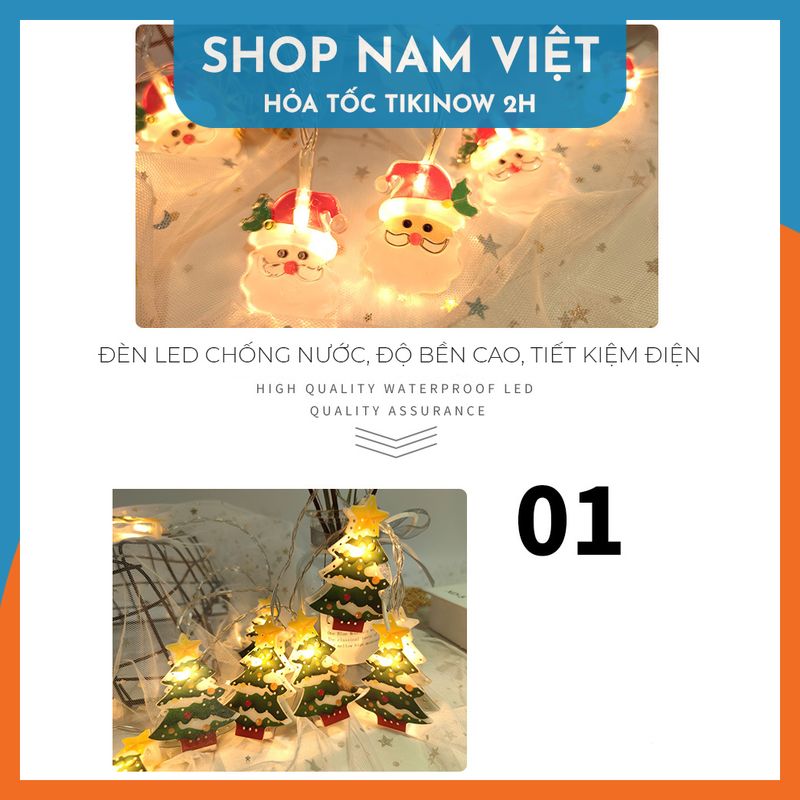 Dây Đèn Led Fairy Light Trang Trí Giáng Sinh Biểu Tượng Cây Thông, Người Tuyết, Ông Già Noel - Chính Hãng NAVIVU