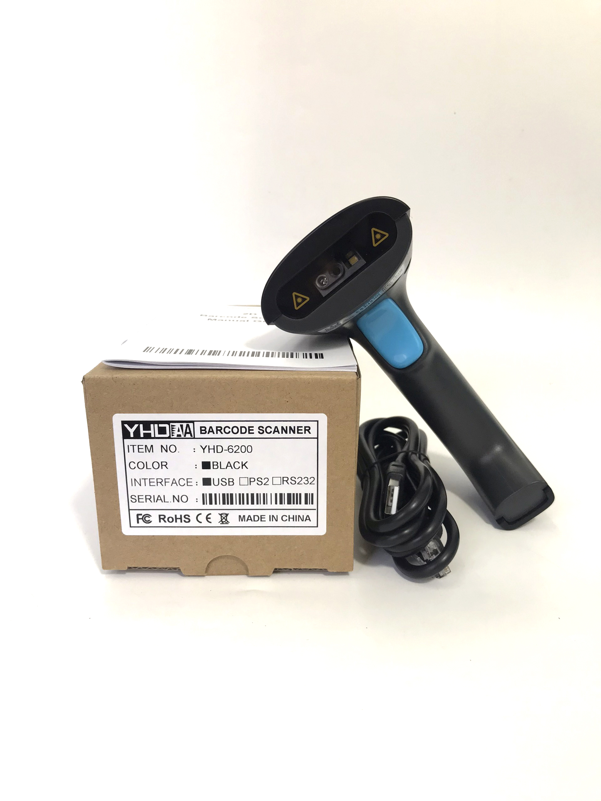 Máy quét mã vạch có dây YHD 6200D 2D, Máy đọc mã vạch Barcode Qrcode, Đầu đọc mã vạch có dây kết nối Máy tính bàn, Laptop - Hàng nhập khẩu