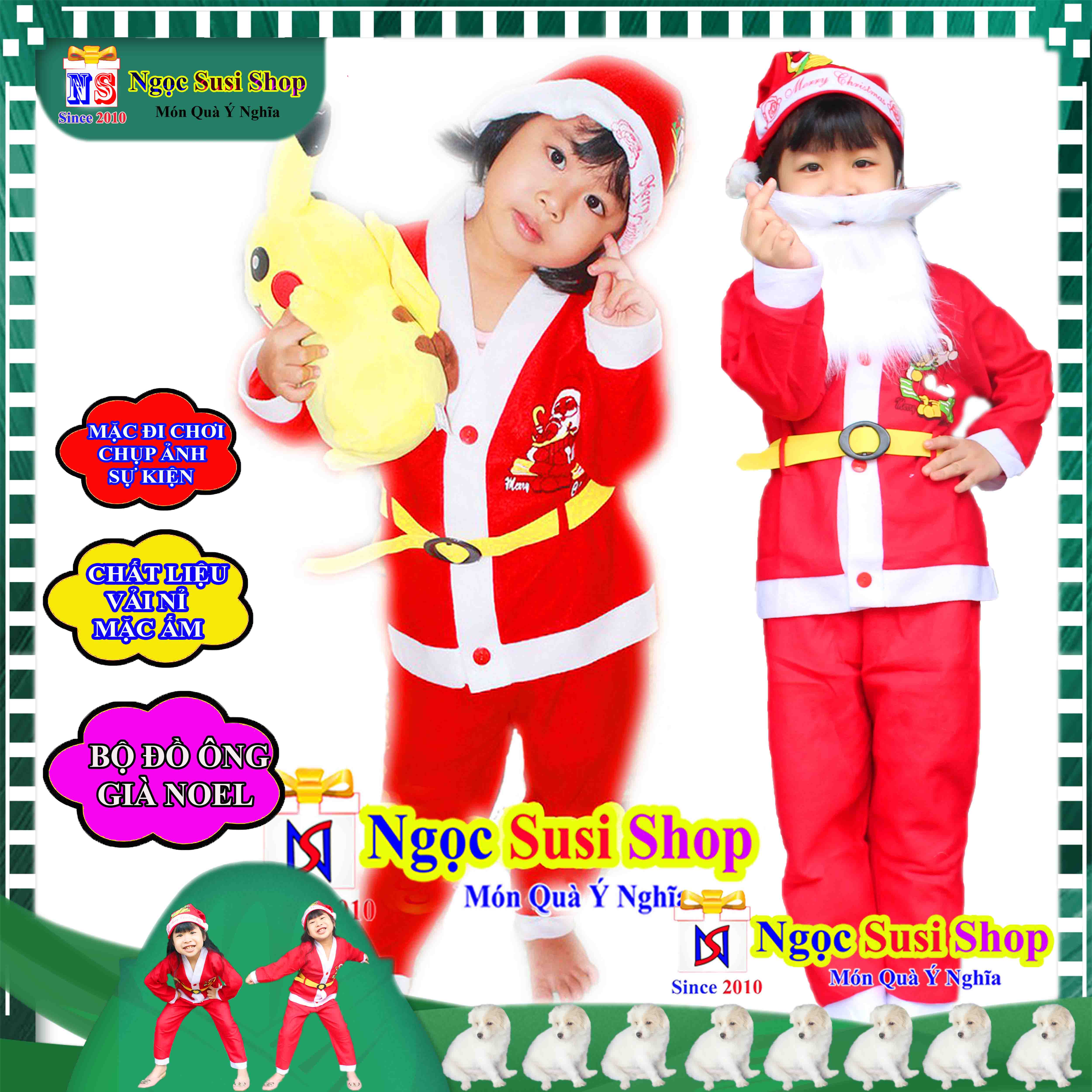 BỘ ĐỒ NOEL CHO BÉ QUẦN ÁO ÔNG GIÀ NOEL CHẤT VẢI NỈ TỪ 1 - 10 TUỔI - TRANG PHỤC NOEL GIÁNG SINH