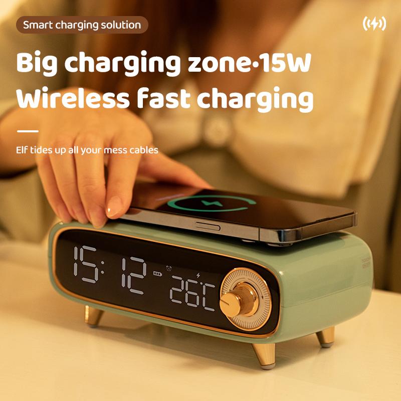 Trang chủ Mini Desktop Wireless Fast Sạc nhanh đa chức năng Loa sạc sạc ánh sáng hiển thị nhiệt độ đồng hồ báo thức ánh sáng hiển thị nhiệt độ Color: green