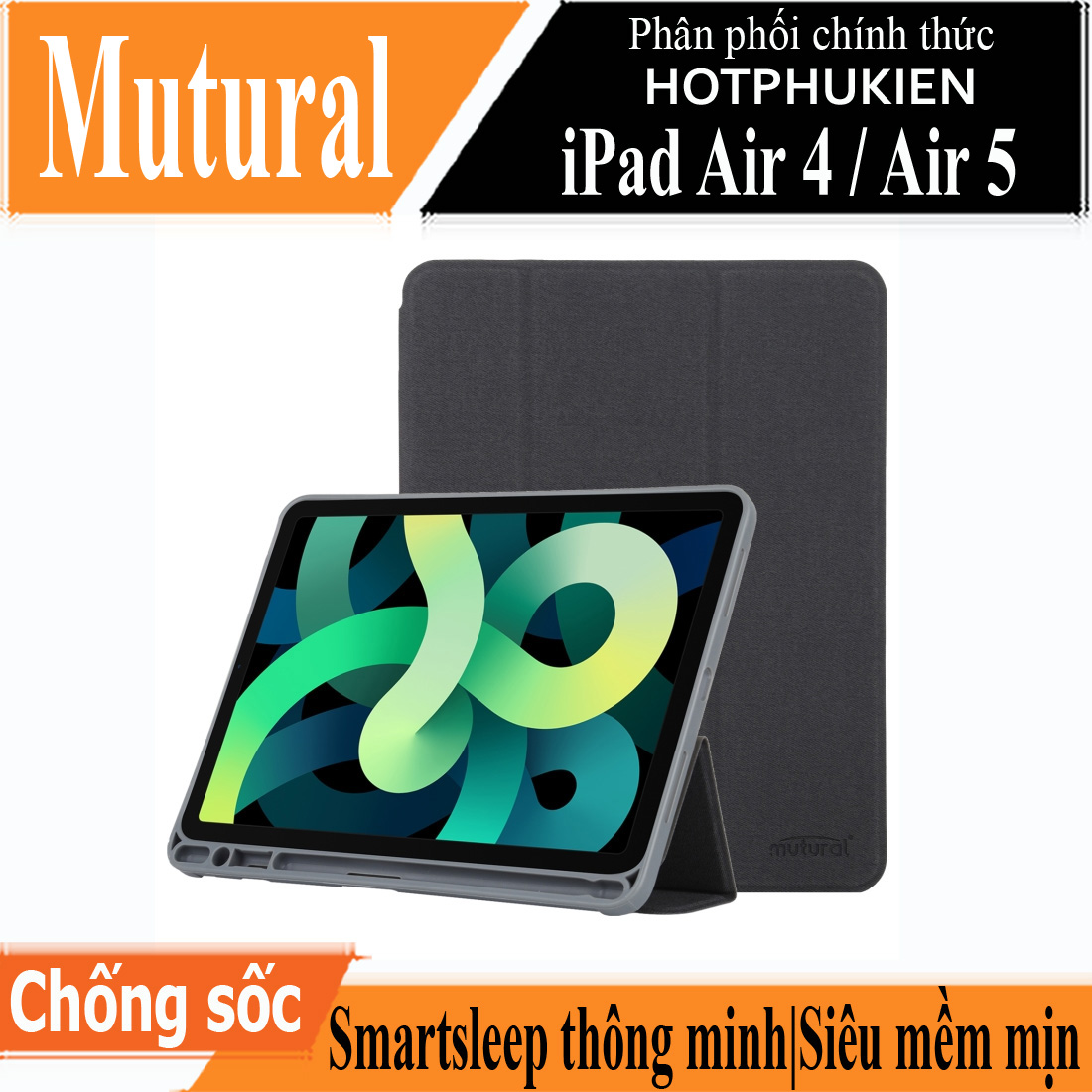 Case bao da chống sốc canvas cho iPad Air 4 / Air 5 M1 10.9 inch hiệu Mutural Yashi Series trang bị ngăn đựng bút, thiết kế tản nhiệt, hỗ trợ smartsleep - hàng nhập khẩu