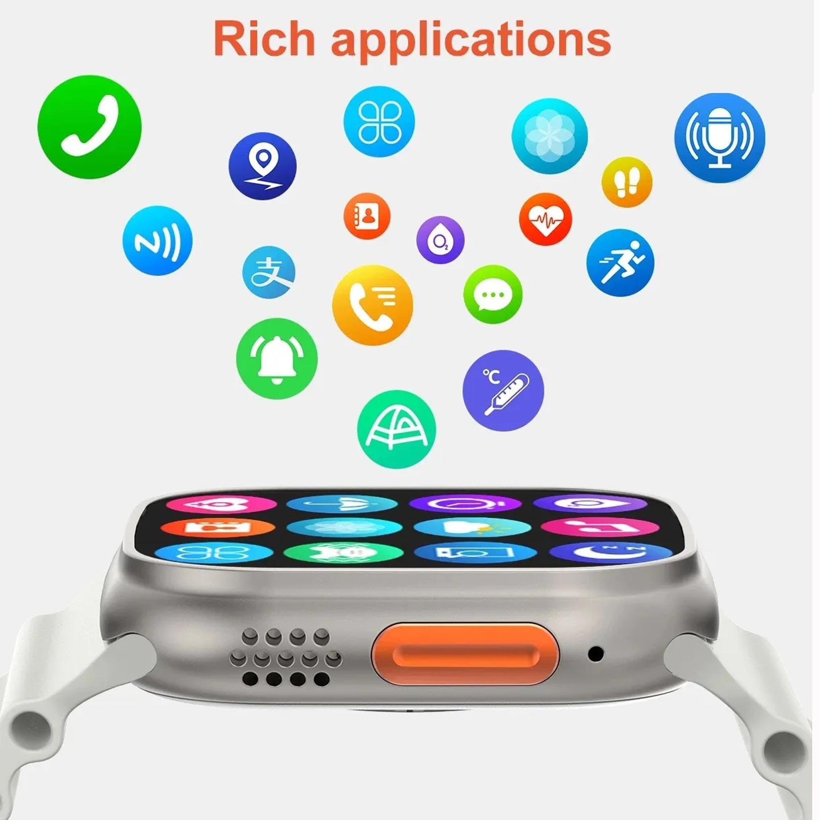 Đồng hồ thông minh mới Ultra Series 8 NFC dành cho nam giới Đồng hồ thông minh 2023 sạc không dây Bluetooth Cuộc gọi cho nam giới Vòng đeo tay thể dục dành cho nữ IOS Điện thoại Android