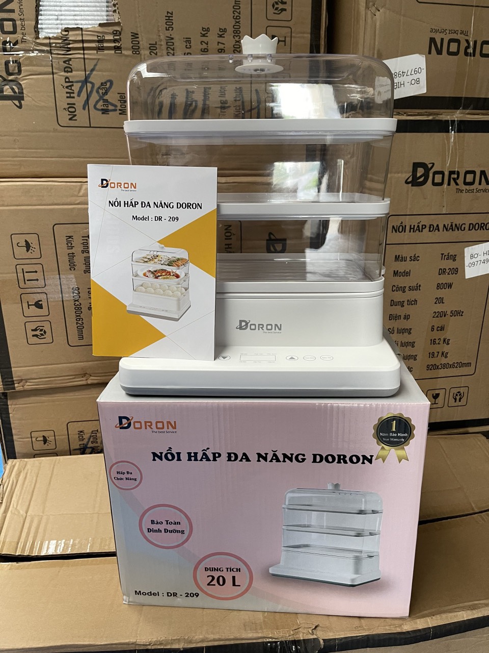 Nồi Hấp Đa Năng 3 Tầng DORON 20 Lít 800W- Hàng Nhập Khẩu