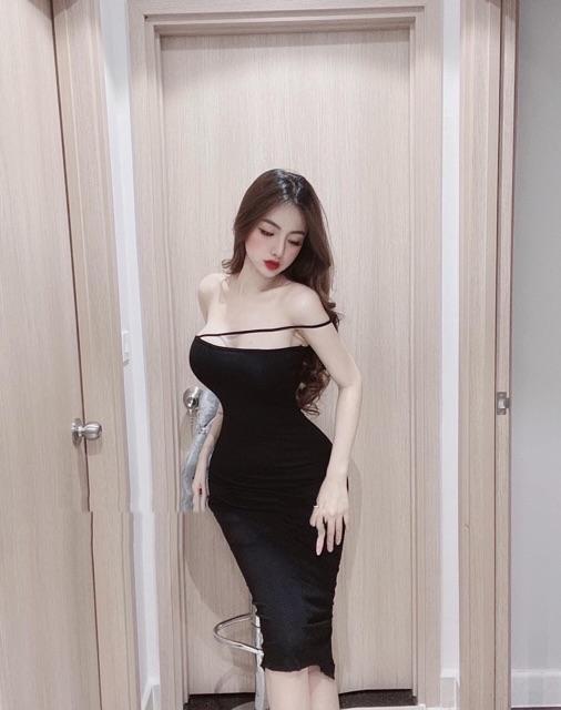 Đầm body 1 dây chất borip xịn mềm co dãn nhiều carotshop