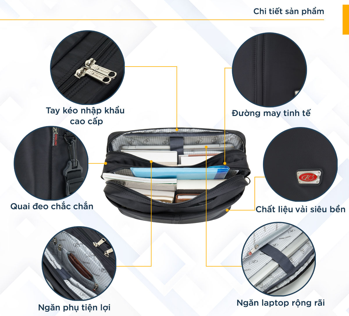 Cặp đa năng nhiều ngăn KL033 màu đen -