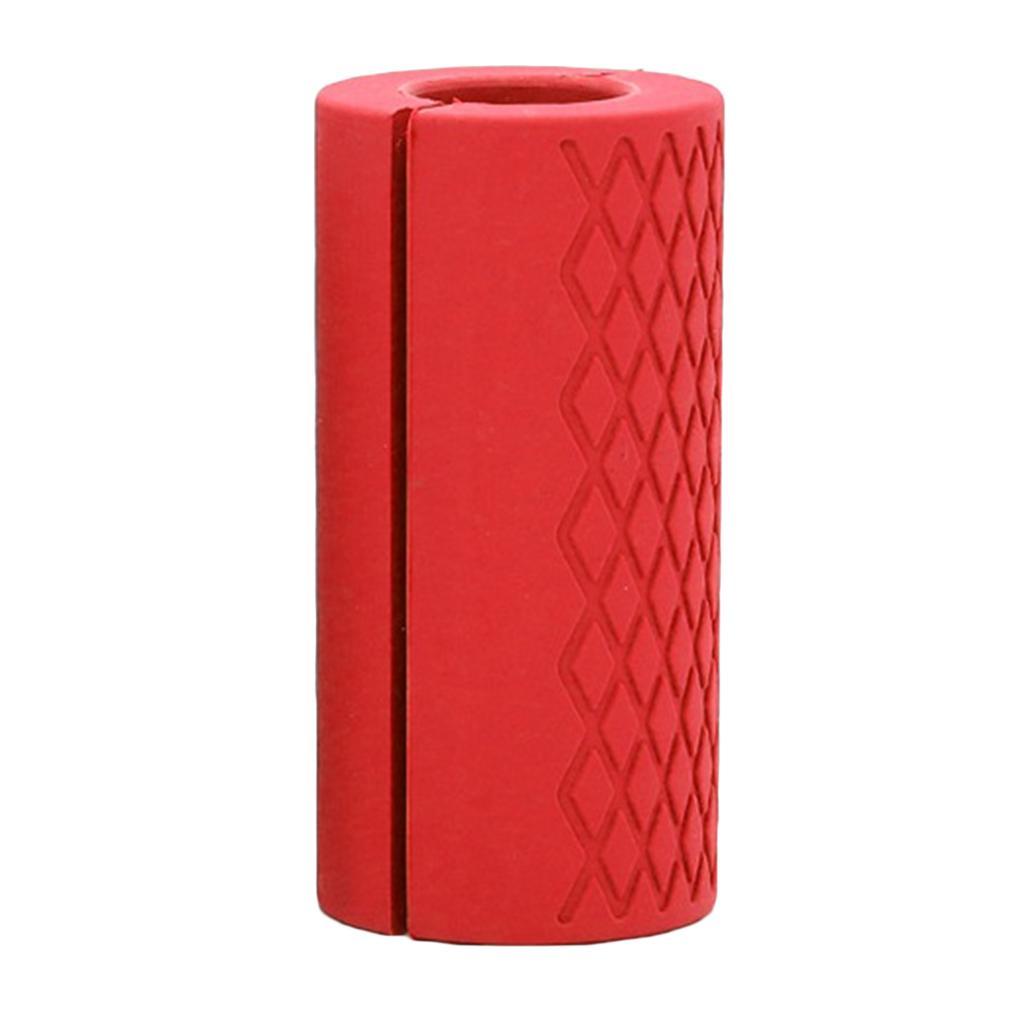 2Pieces Dumbbell And Barbell Grips Silicone Grips Red Black