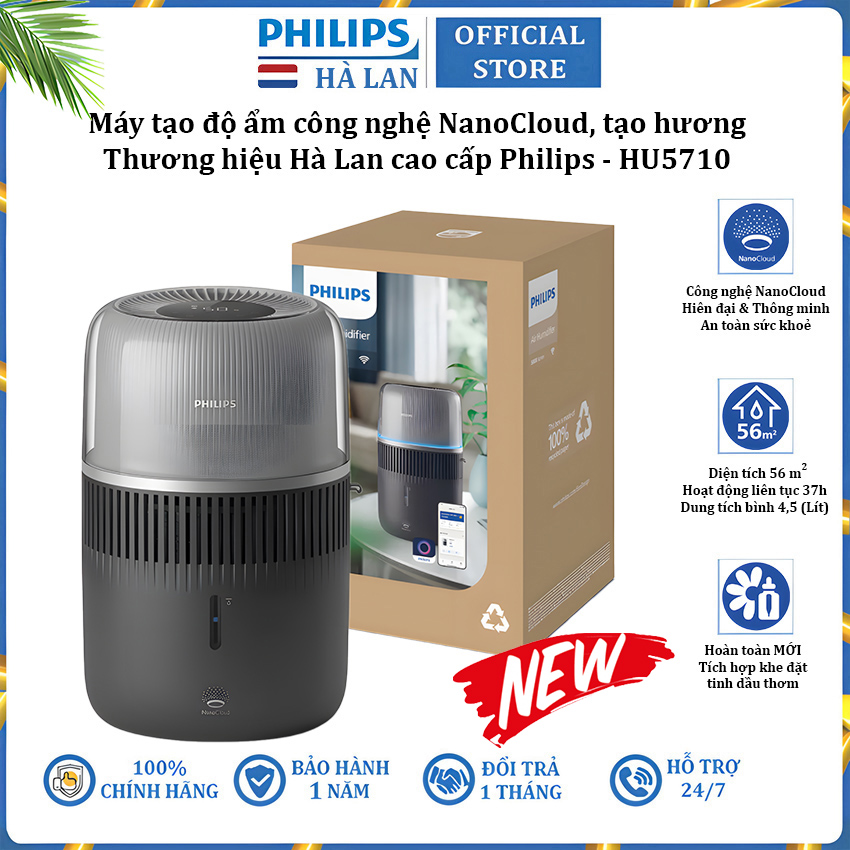 Máy tạo độ ẩm công nghệ NanoCloud tích hợp tạo hương tinh dầu Philips HU5710 - Hàng chính hãng