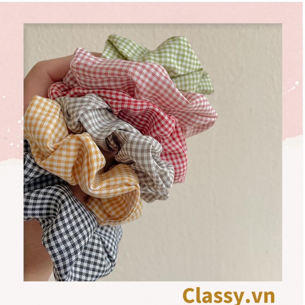 Scrunchies buộc tóc nhiều họa tiết; họa tiết tông kẻ sọc  nữ Classy tính thanh lịch PK735