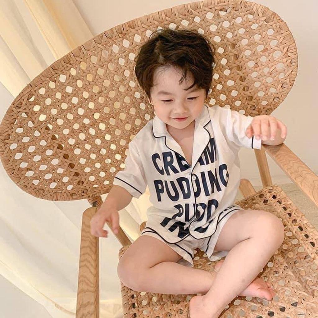 Đồ ngủ lụa cộc tay cho bé ROSY KIDS, Đồ bộ Pijama bé trai bé gái mặc đều xinh từ 6-27kg