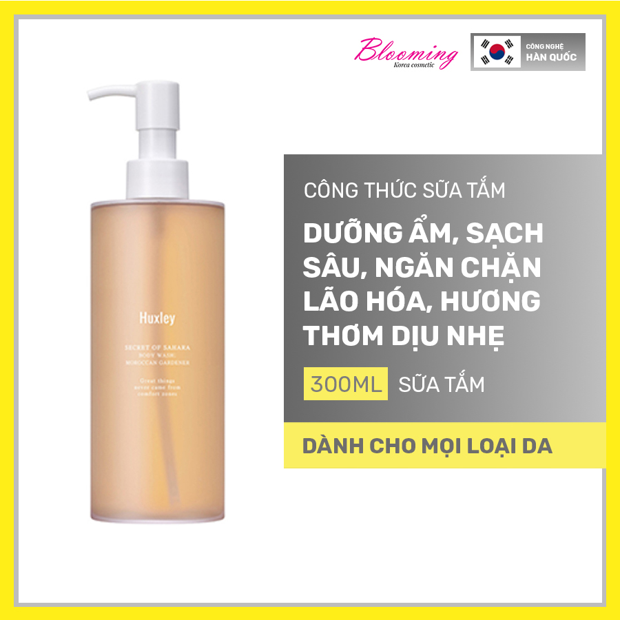 (10/2024) Sữa tắm sáng da rạng rỡ, ngăn ngừa lão hóa da Huxley Body Wash Moroccan Cardener 300ml