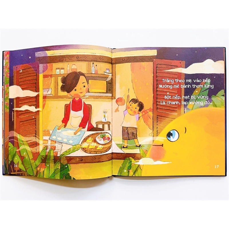 Đủng Đỉnh Trăng Đi - Sách thơ kết hợp âm nhạc kèm sticker, bookmark cho bé 0-3 4-6 tuổi - LionBooks